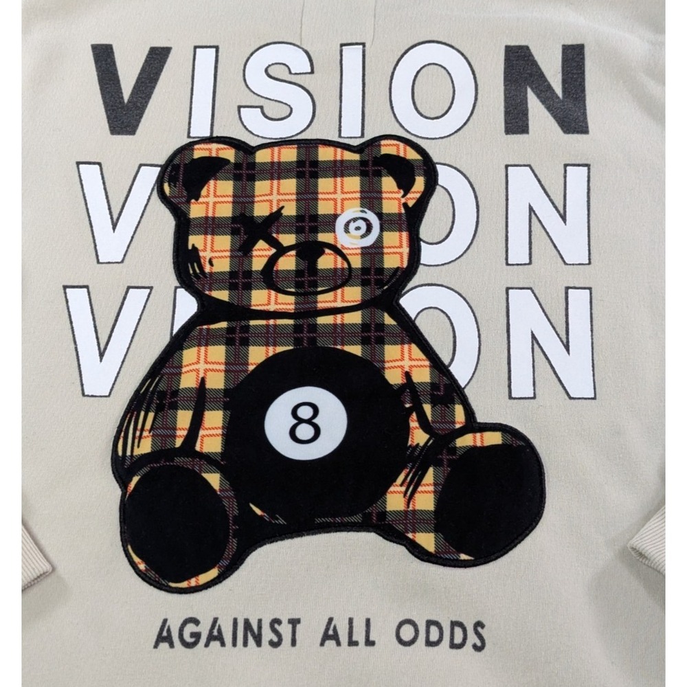 Chrome Edge CR24 Boys Vision Against All Odds Bear Hoodie Size 14-16 Beige Tan - Picture 7 of 14
